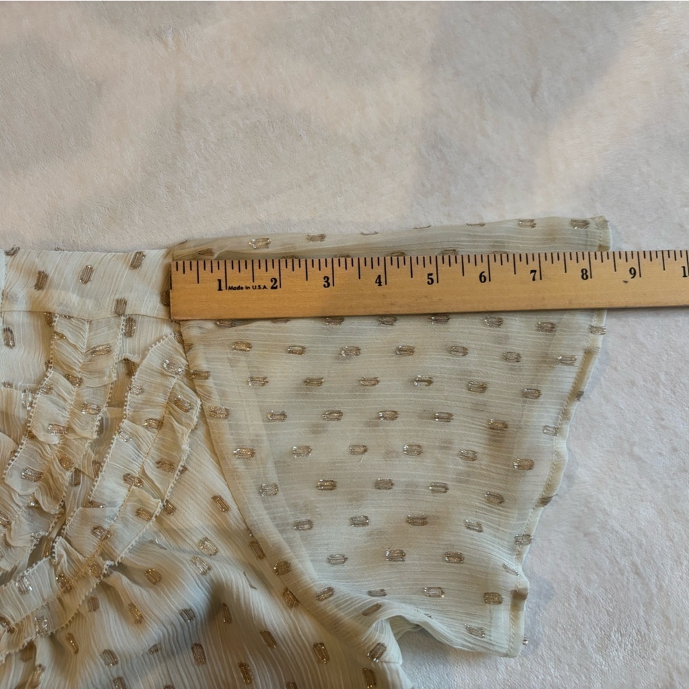 New LOFT Blouse Ivory Ruffle Detail Top Short Sleeve Boho Size S - Picture 5 of 7